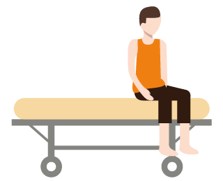 ilustración de una persona sentada en la punta de una camilla